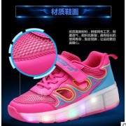 七彩LED带灯暴走鞋男女儿童灯鞋单网面透气闪灯滑轮鞋发光爆走鞋