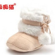 痴痴猫 新款加绒胶底宝宝鞋保暖学步鞋靴子一件代发童鞋婴儿鞋