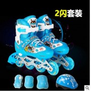 BULEX2016新款全闪光溜冰鞋套装可调旱冰儿童直排轮滑鞋一件代发