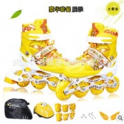 新款卡通 溜冰鞋儿童套装直排轮滑鞋可调PU全闪旱冰鞋 厂家直销