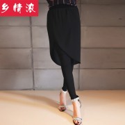 2016韩版春款 雪纺裙摆拼接休闲裤夏 大码打底裤女裙裤 裤子女