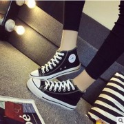 批发瑞安正品女帆布鞋 平底高帮基本款 韩版潮流经典纯色女帆布鞋