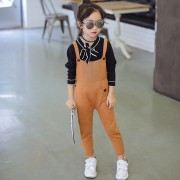 韩版中小童毛线背带长裤儿童裤子2016秋款原厂