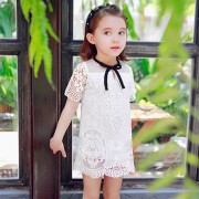 女童短袖蕾丝连衣裙夏季2016韩版棉布里衬儿童裙子