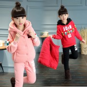 新款三件套一件代发儿童加厚卫衣韩版女外穿套装批发