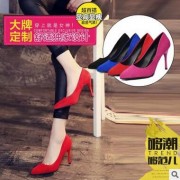 一件代发2016春新款高跟鞋细跟浅口女鞋绒面尖头单鞋性感时装鞋爆