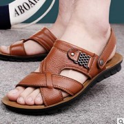 承发2016夏季新品男士头层牛皮沙滩鞋大码凉鞋拖鞋外贸原单速卖通