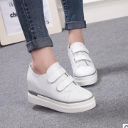 2016新款春秋真皮松糕厚底女鞋内增高坡跟休闲运动鞋魔术贴学生鞋