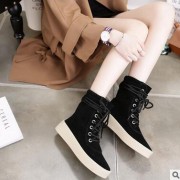 批发复古真皮低帮女韩版休闲鞋女生系带中跟厚底松糕底女鞋