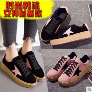 批发 2016秋季新款真皮女鞋休闲鞋韩版真皮松糕鞋厚底星星女单鞋