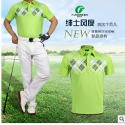 高尔夫服装 高尔夫短袖t恤男士 运动上衣 男运动服 外贸纯棉绿色