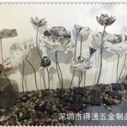 供应荷叶落地摆件 不锈钢荷叶庭院水景 金属荷花景观装饰工程